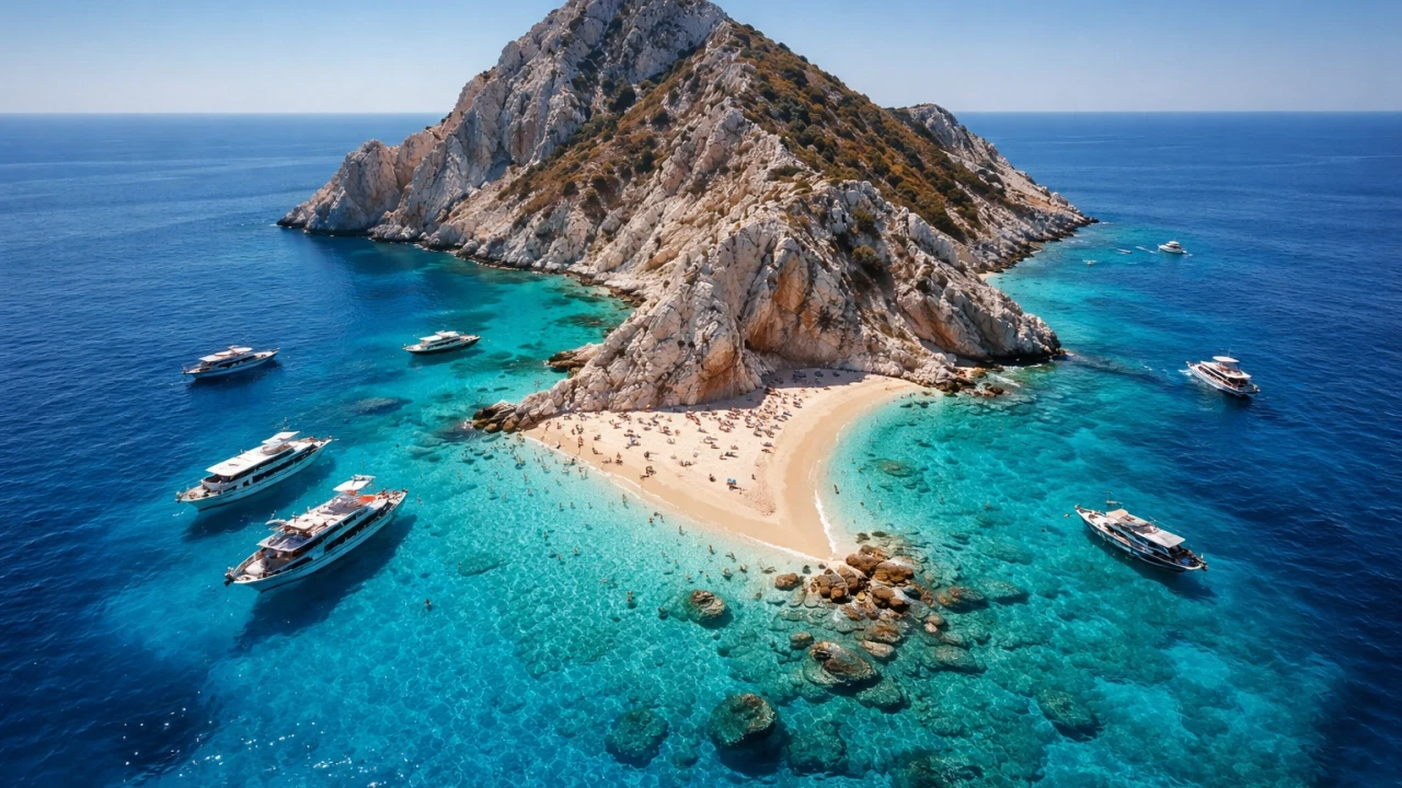 Crystal-clear turquoise waters around Suluada, Antalya's Aquarium Island