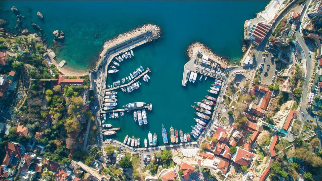 Hadrian's Gate and the historic cobblestone streets of Kaleiçi, Antalya Old Town