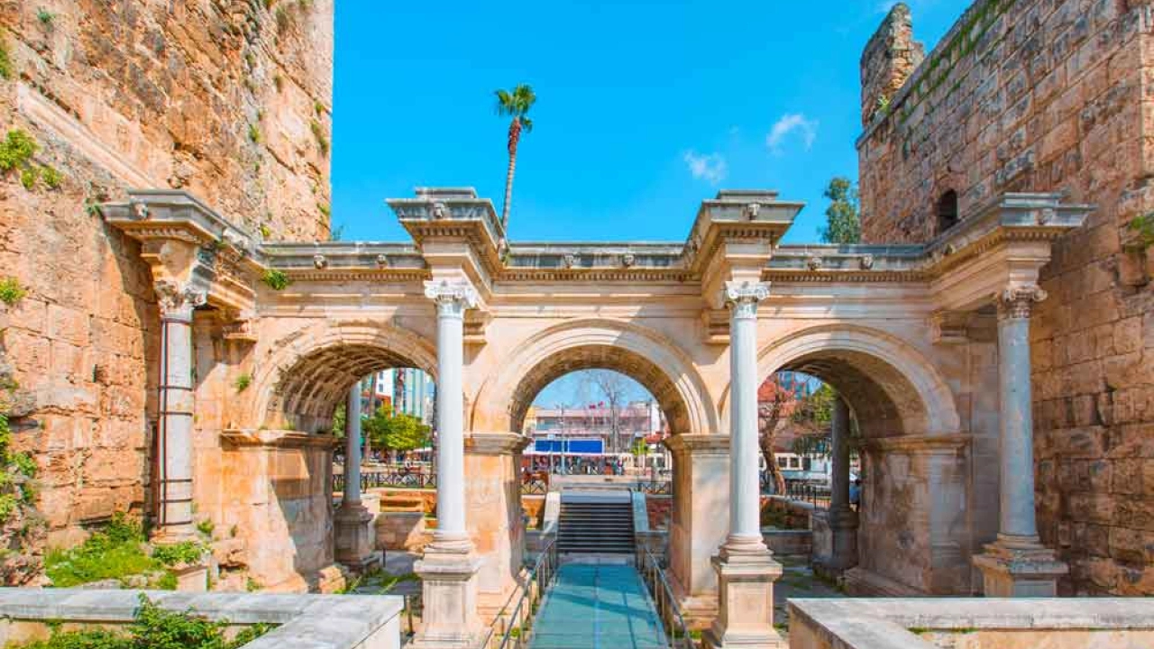 Yivli Minaret overlooking Antalya's historic harbour